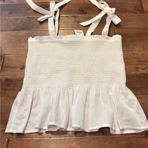 Nwt Jcrew White Smocked Ruffle Tank Top